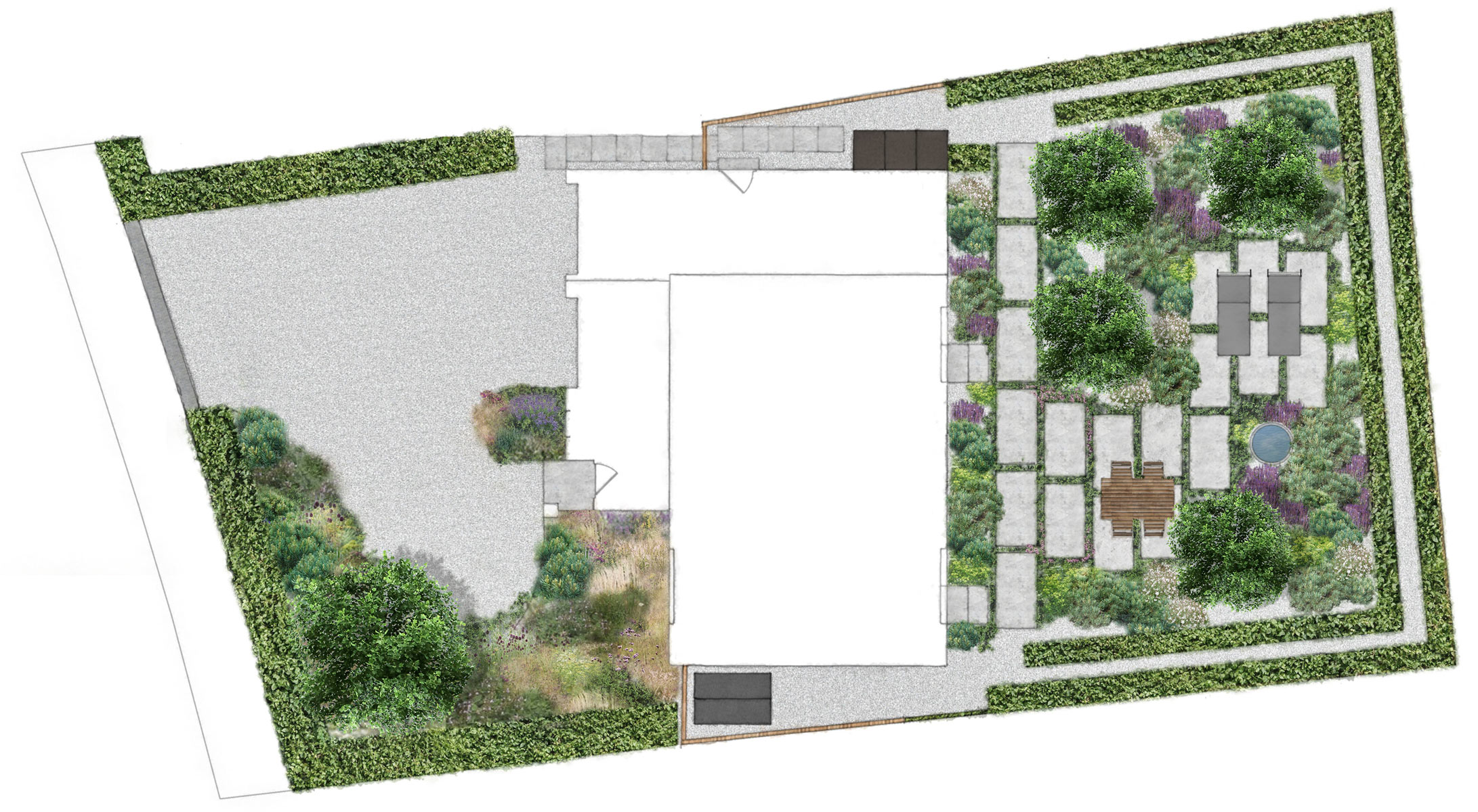 Colm Joseph Gardens Suffolk garden design layout plan illustration